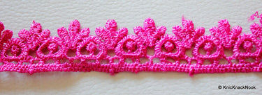 Fuchsia Pink Embroidery Cotton Lace Trim, Approx. 20mm Wide